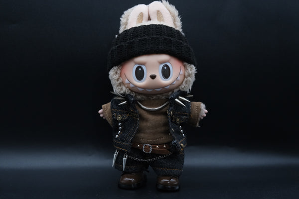 Labubu Spiked Denim Outfit 6-Piece Set | The Monsters Punk Vest & Jeans