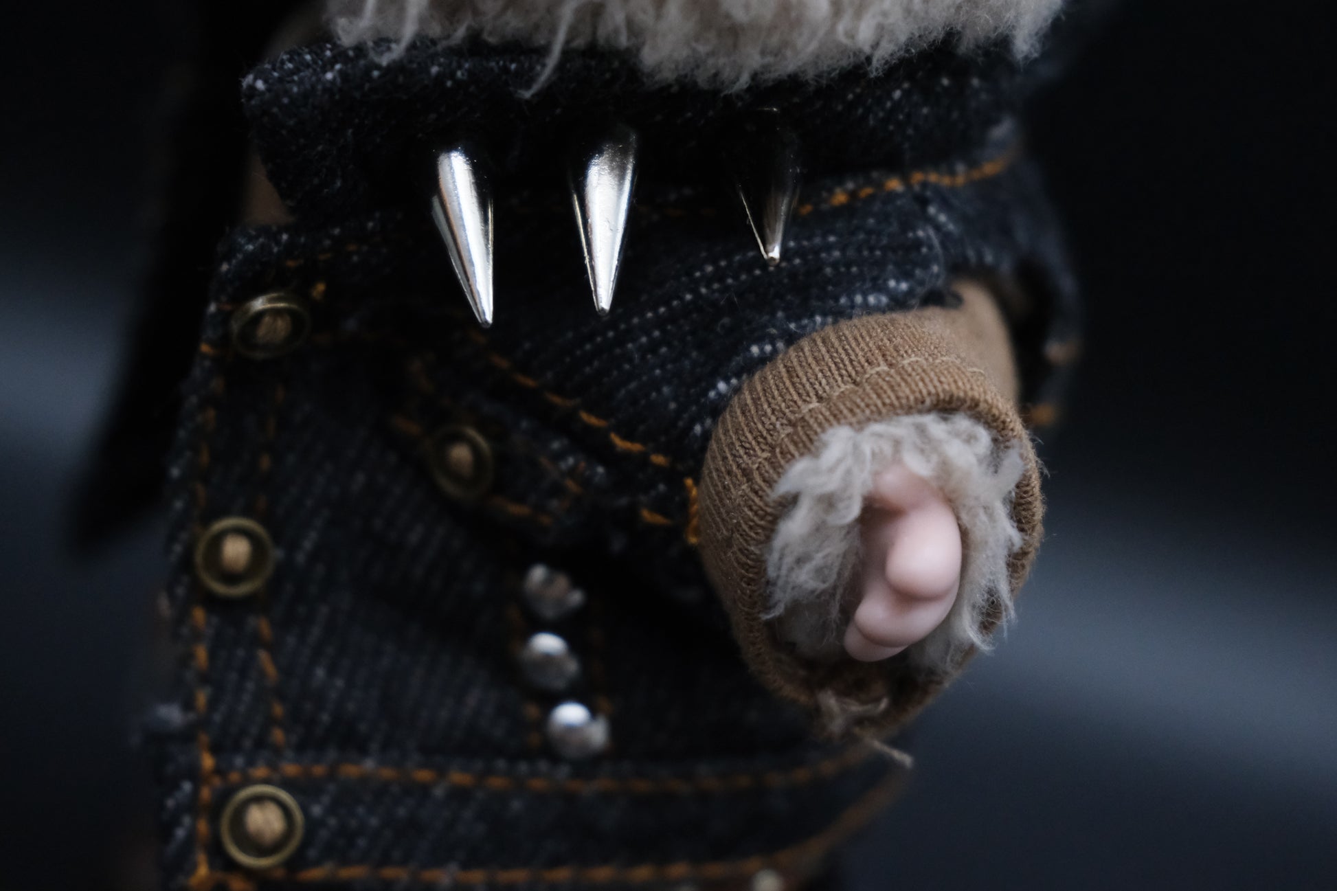 Labubu Spiked Denim Outfit 6-Piece Set | The Monsters Punk Vest & Jeans