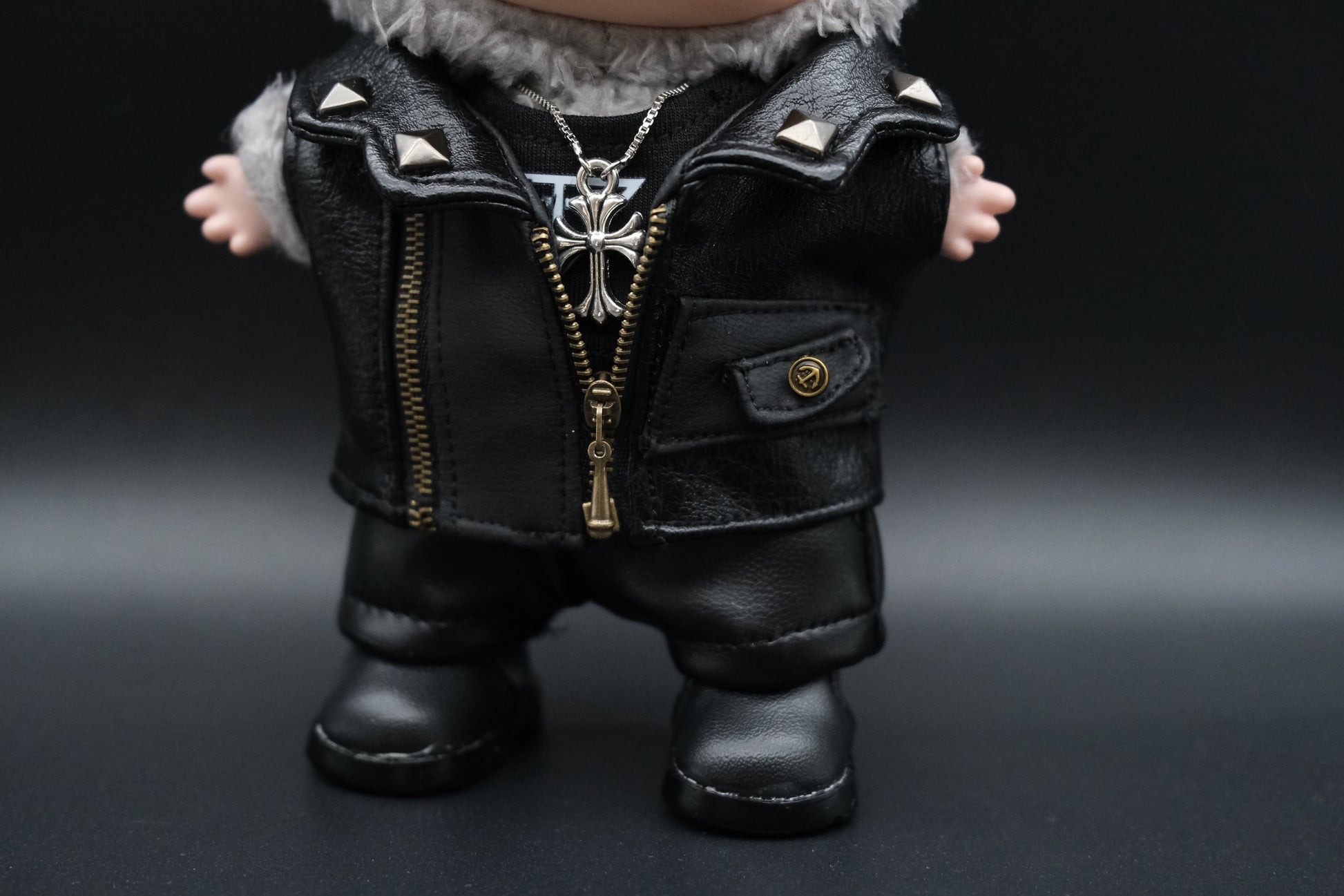 Labubu Punk Rock Outfit 6-Piece Set | The Monsters Studded Vest Clothes