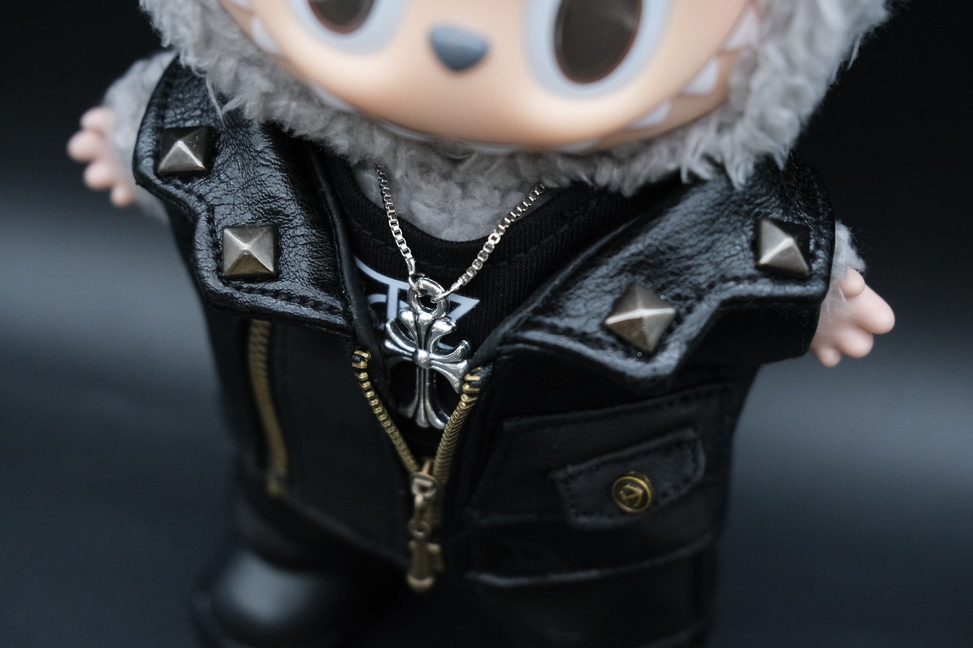 Labubu Punk Rock Outfit 6-Piece Set | The Monsters Studded Vest Clothes