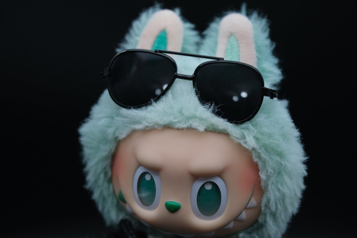 Labubu sunglasses from the Labubu black denim jacket outfit