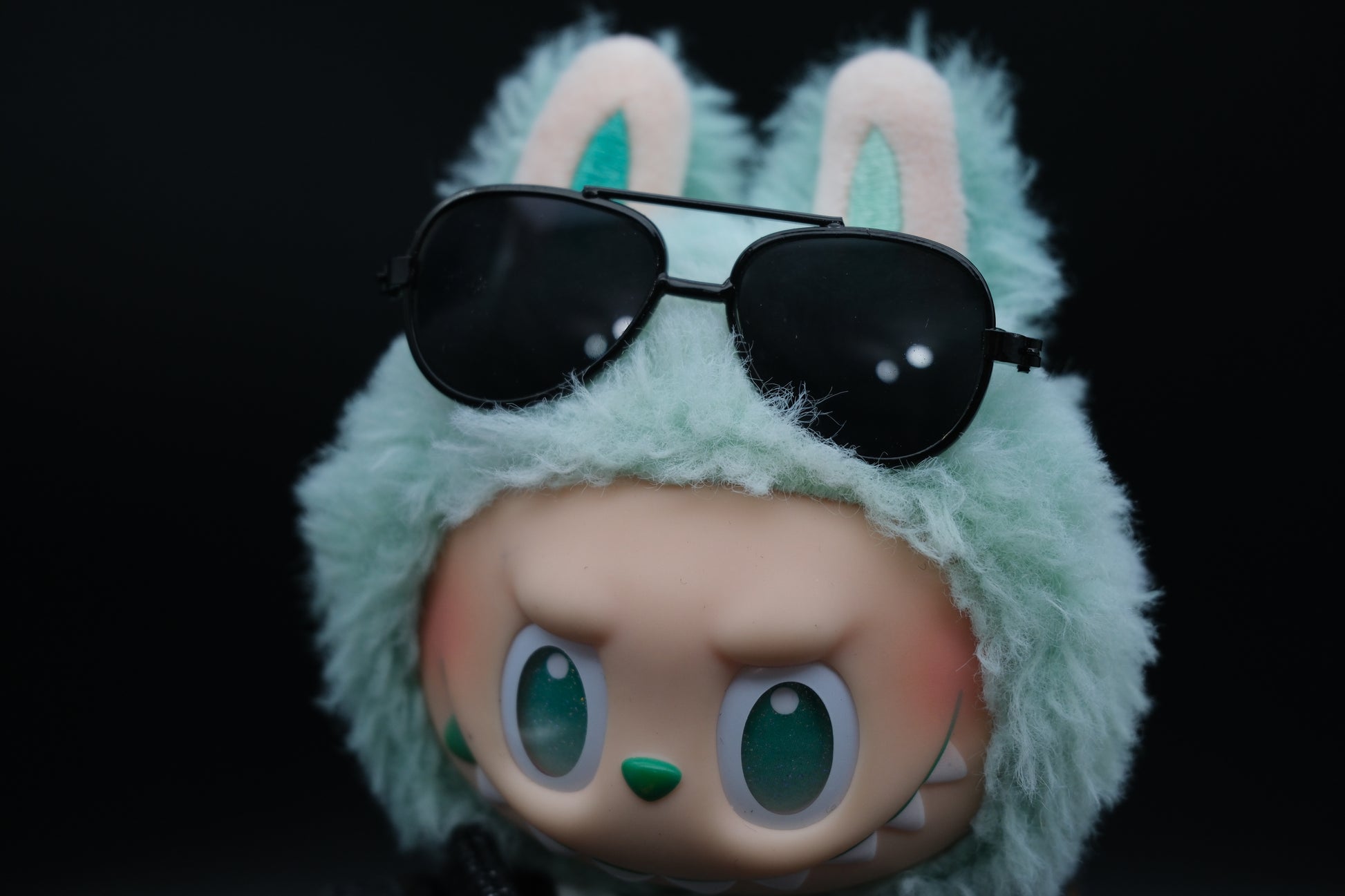 Labubu sunglasses from the Labubu black denim jacket outfit